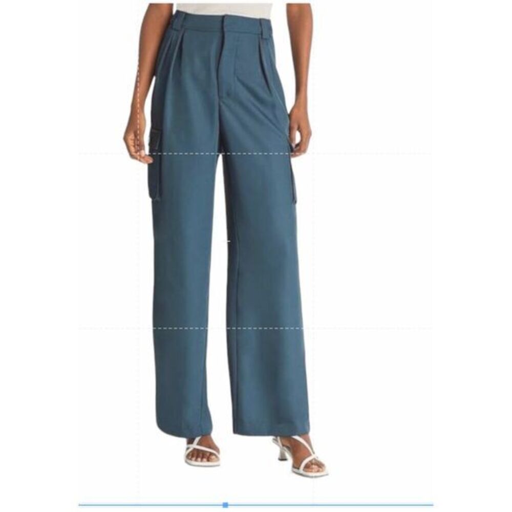 Rails Harlow Pleated Woven Trouser Cargo Pants Pockets Deep Sea Blue‎ Size 2